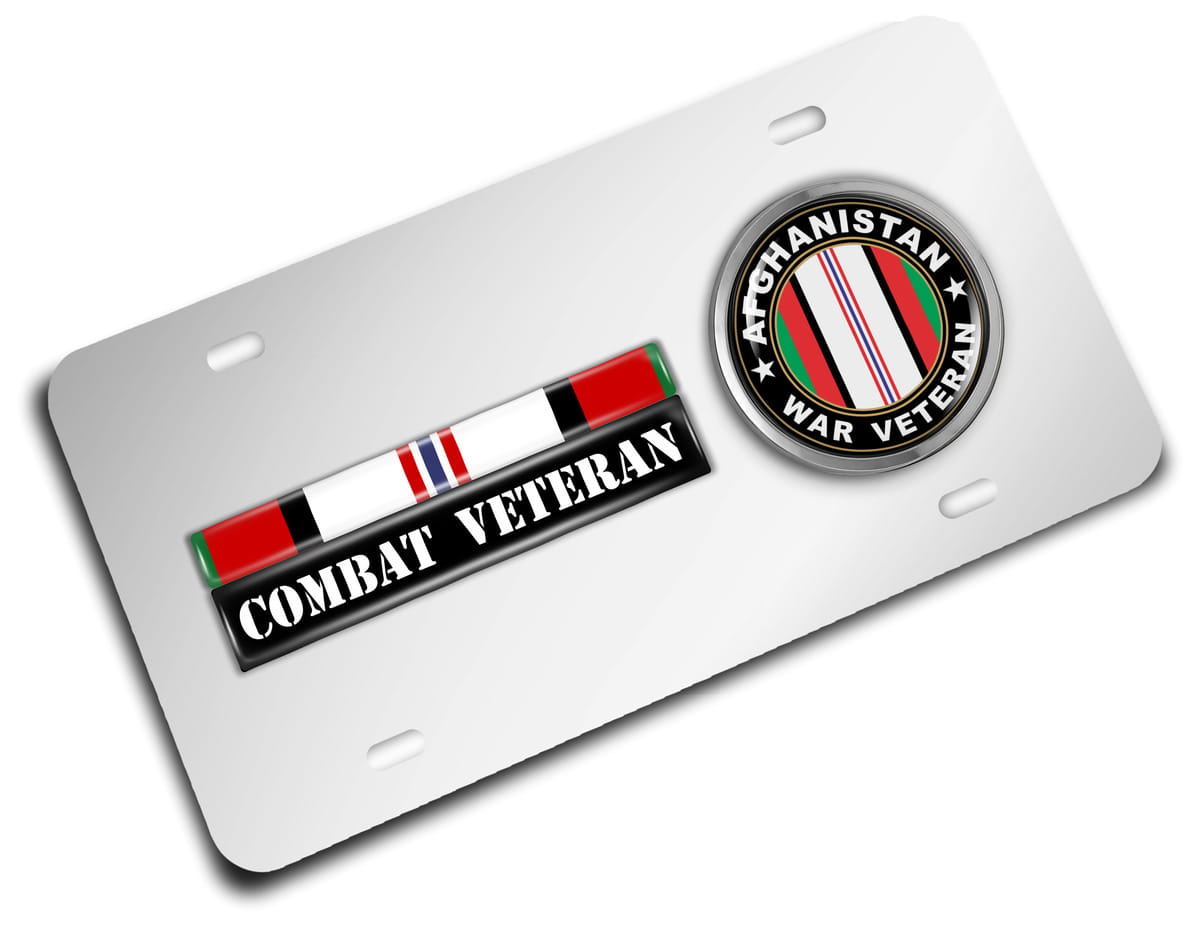 Afghanistan Combat Veteran - Stainless Steel Car License Plate